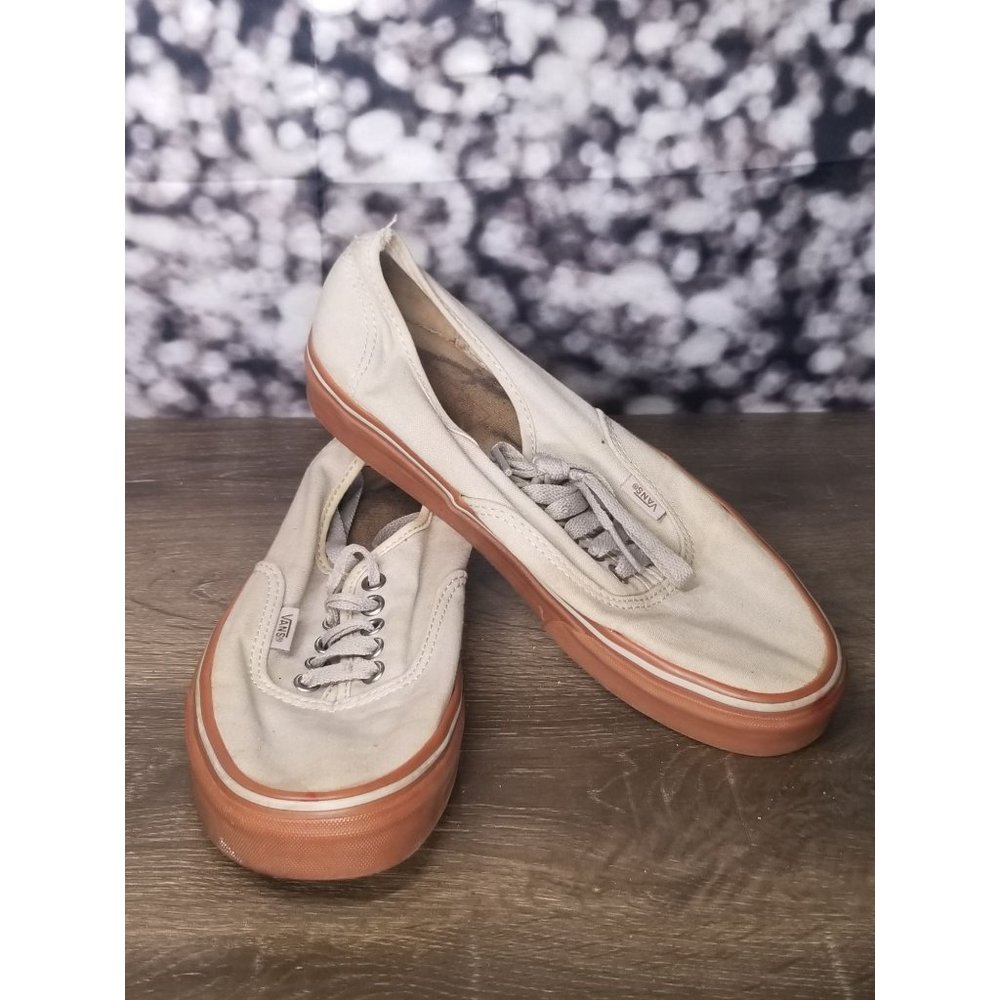 Vans off the Wall Mens Tan Skater Shoes Size 7.5 Lace Up Sneakers